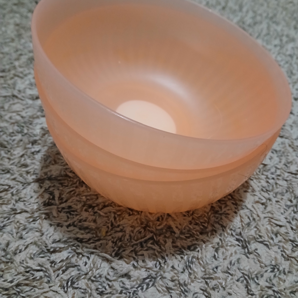 Set of Peach Plastic Bowls